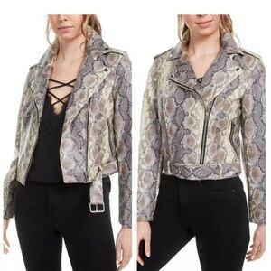 Bar Snake Skin Leather Jacket